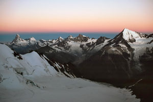 Matterhorn bis Weisshorn, Abendaufnahme